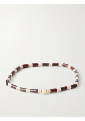 Luis Morais - 14-Karat Gold, Jasper and Vinyl Beaded Bracelet - Men - Neutrals