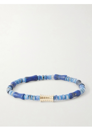 Luis Morais - 14-Karat Gold Lapis Lazuli Beaded Bracelet - Men - Blue