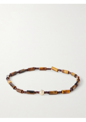 Luis Morais - 14-Karat Gold Tiger's Eye Beaded Bracelet - Men - Brown