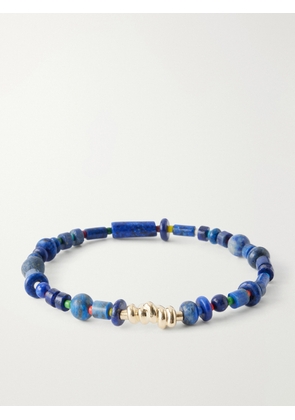 Luis Morais - 14-Karat Gold Lapis Lazuli Beaded Bracelet - Men - Blue