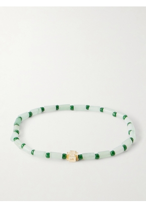 Luis Morais - 14-Karat Gold Aventurine Beaded Bracelet - Men - Green