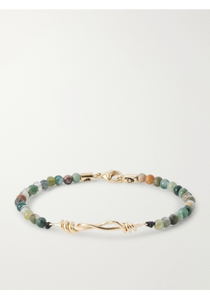 Luis Morais - 14-Karat Gold Agate Beaded Bracelet - Men - Green