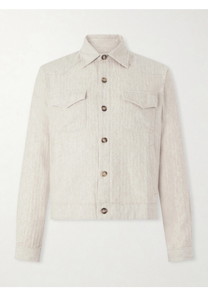 Oliver Spencer - Witley Striped Cotton and Linen-Blend Jacket - Men - Neutrals - XS
