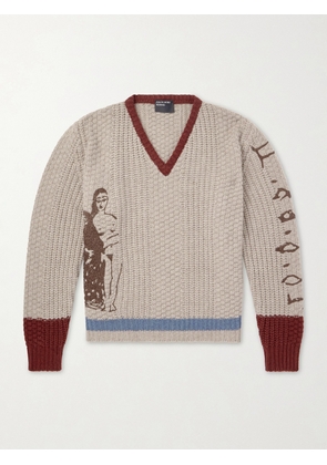 Enfants Riches Déprimés - Nu Sur Papier (IV) Embroidered Cashmere Sweater - Men - Neutrals - S