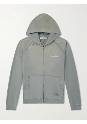 Acne Studios - Fupiter Logo-Print Embroidered Cotton-Jersey Hoodie - Men - Gray - XS