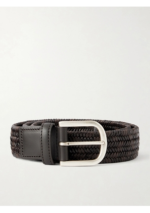 Canali - 3.5cm Weaved Bonded Leather Belt - Men - Brown - EU 85