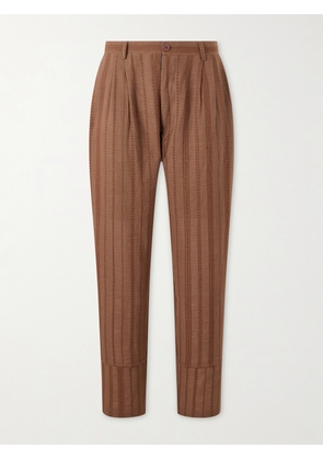 Kardo - Antonio Straight-Leg Striped Cotton-Canvas Trousers - Men - Brown - S