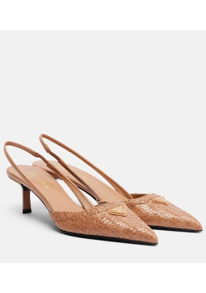 Prada Woven leather slingback pumps
