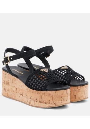 Prada Crochet wedge sandals