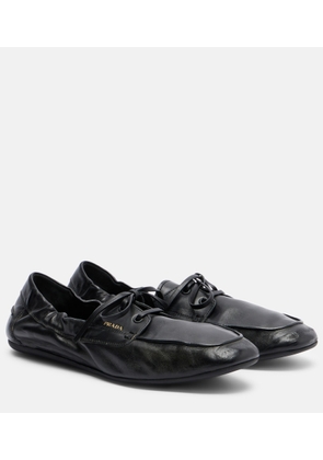 Prada Shuffle leather boat shoes
