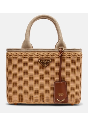 Prada Medium wicker and canvas tote bag