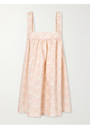Matteau - Babydoll Printed Linen And Cotton-blend Mini Dress - Pink - 1,2,3,4,5