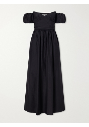 Matteau - Organic Cotton-blend Off Shoulder Midi Dress - Black - 1,2,3,4,5