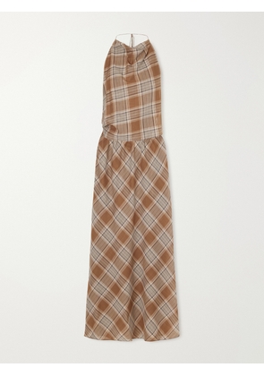 Matteau - Layered Checked Cotton-voile Midi Dress - Brown - 1,2,3,4,5