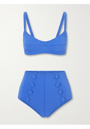 Lisa Marie Fernandez - Balconette Button-embellished Bikini - Blue - 1,2,3,4