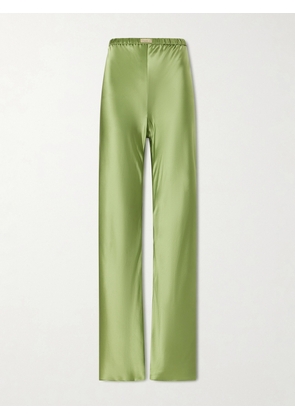 Comme Si - Silk Straight-leg Pants - Green - x small,small,medium,large,x large