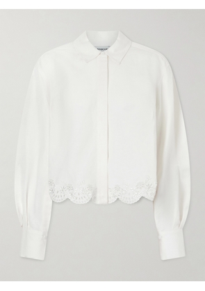SIMKHAI - Ames Cropped Broderie Anglaise Linen-blend Shirt - White - US0,US2,US4,US6,US8,US10