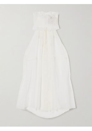 Dilara Findikoglu - Mask Of Pleasing Lace-trimmed Silk Blouse - White - FR 34,FR 36,FR 38,FR 40