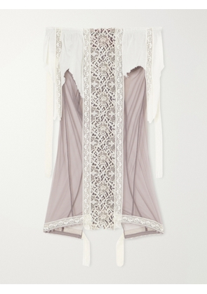 Dilara Findikoglu - Past Edges Lace-trimmed Mesh Midi Skirt - Gray - FR 34,FR 36,FR 38,FR 40,FR 42