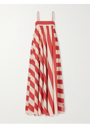 Zimmermann - Roselight Striped Cotton Maxi Dress - Red - 00,0,1,2,3,4