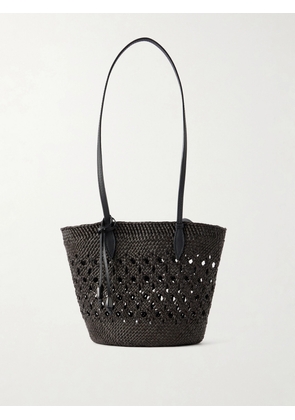 Hunting Season - Lattice Basket Leather-trimmed Raffia Tote - Black - One size
