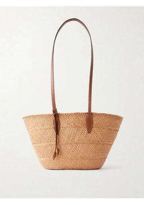 Hunting Season - Trapeze Basket Leather-trimmed Raffia Tote - Brown - One size