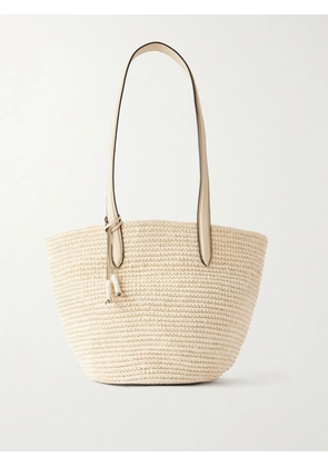 Hunting Season - Trapeze Basket Leather-trimmed Raffia Tote - Neutrals - One size