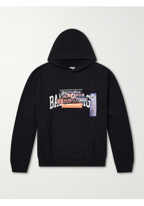 Balenciaga - Logo-Detailed Cotton-Jersey Hoodie - Men - Black - S