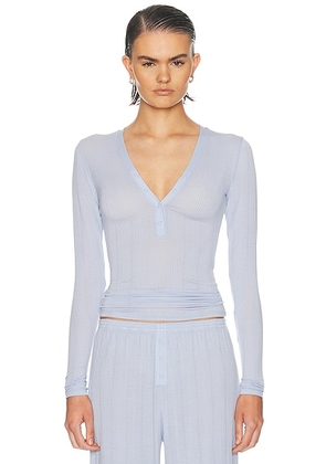 Negative Underwear Whipped Henley in Muse - Blue. Size S (also in XS, M, L, XL/1X, XXL/2X).