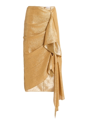 Michael Kors Collection Asymmetric Georgette Lamé  Midi Skirt - Moda Operandi
