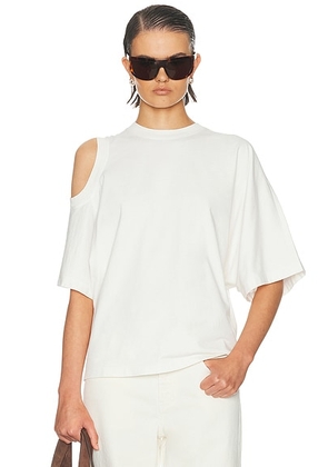 AGOLDE Shoulder Cut Out T-shirt in White Ash - White. Size L (also in XS, S, M, XL).