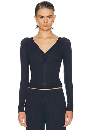 Negative Underwear Whipped Henley Top in Navy - Navy. Size XXL/2X (also in XS, S, M, L, XL/1X).