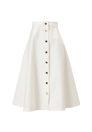 Carolina Herrera High-Rise Cotton Sateen Midi Skirt - Moda Operandi