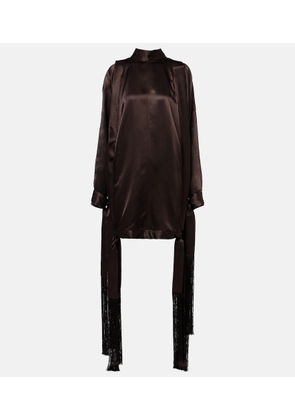 Ferragamo Fringed satin minidress