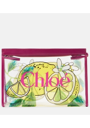 Chloe Soleil Small leather-trimmed pouch