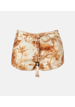 Zimmermann Indra beaded printed linen shorts