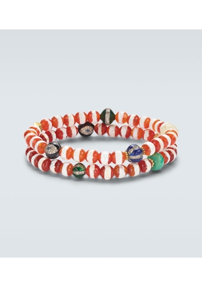 Ileana Makri Set of 2 18kt gold and sterling silver beaded bracelets with gemstones