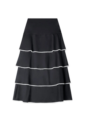SANDRO tiered-design embellished midi skirt - Black