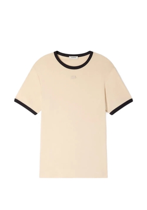 SANDRO contrast-trim T-shirt - Neutrals