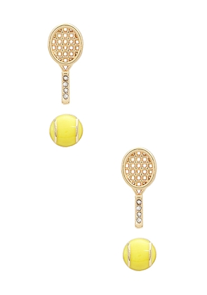 BaubleBar Tennis Stud Earring Set in Metallic Gold.