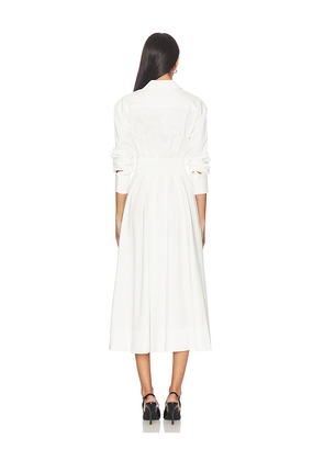 Alice + Olivia Edie Corset Button Down Midi Dress in White. Size 12. Also in 4.