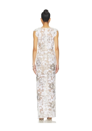 Bronx and Banco Como Ellie Cap Sleeve Maxi in White,Metallic Silver. Size XS. Also in L, M, S.