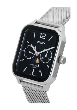 Casio Moon Phase Watch in Metallic Silver.