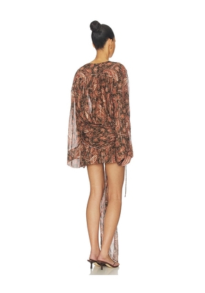 The Andamane Indira Lace Up Wrapped Mini Dress in Brown,Orange. Size 38/XS. Also in 40/S, 42/M.