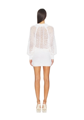 BALMAIN Batwing Dentelle Crochet Knit Dress in Ivory. Size 34. Also in 36.