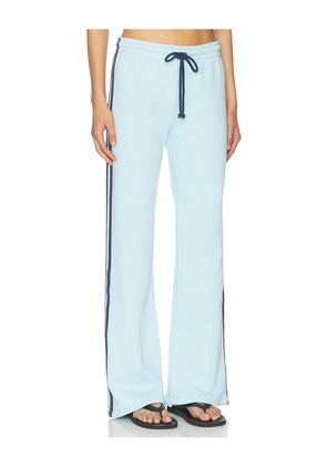 DAYDREAMER Solid Track Pant in Baby Blue. Size XS. Also in S, M, L.