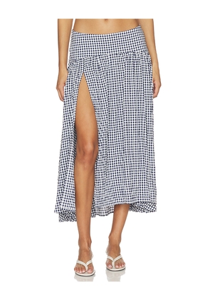 GUIZIO Alegra Low Rise Maxi Skirt in Navy. Size XS. Also in S.