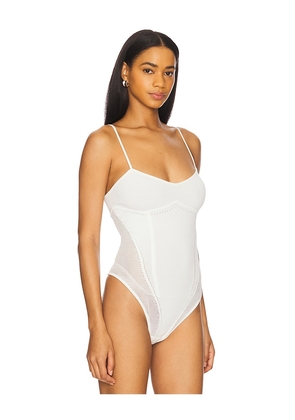 fleur du mal Knit Underbust Cami Bodysuit in White. Size M. Also in L.