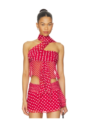 GUIZIO Chiffon Wrap Top in Red in Red. Size XXS. Also in XS, S, M, L, XL.