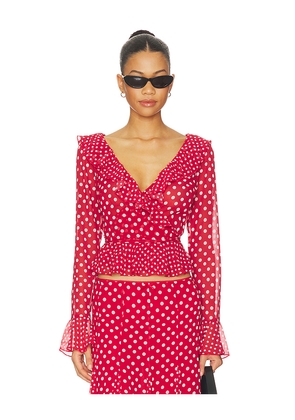 GUIZIO Mallorca Ruffle Wrap Top in Red. Size XXS. Also in XS, S, M.